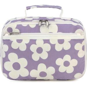 imageBluboon Kids Girls Lunch Bag Insulated Lunch Box for school Corduroy Lunch Cooler Organizer School Kids Lunch TotePurple background of flowers