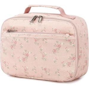 imageBluboon Kids Girls Lunch Bag Insulated Lunch Box for school Corduroy Lunch Cooler Organizer School Kids Lunch ToteRed flower pink background