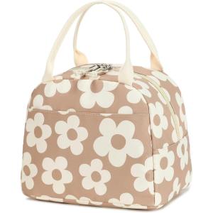 imageBluboon Lunch Box for Women Cute Lunch Bag Reusable Insulated Lunch Bags Large Capacity Lunchbox Cooler for Work Picnic or TravelBeige flower brown base