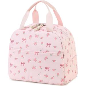 imageBluboon Lunch Box for Women Cute Lunch Bag Reusable Insulated Lunch Bags Large Capacity Lunchbox Cooler for Work Picnic or TravelBow Floral Pink 212