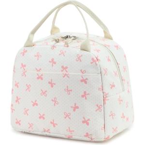 imageBluboon Lunch Box for Women Cute Lunch Bag Reusable Insulated Lunch Bags Large Capacity Lunchbox Cooler for Work Picnic or TravelPink Bow  6