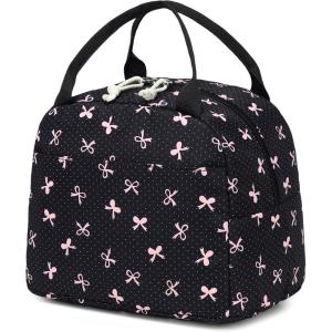imageBluboon Lunch Box for Women Cute Lunch Bag Reusable Insulated Lunch Bags Large Capacity Lunchbox Cooler for Work Picnic or TravelPink Bow Black 6