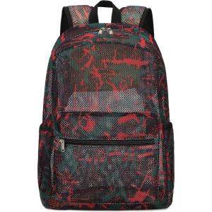 imageBluboon Mesh Backpack for Girls Kids SemiTransparent School Bookbag See Through Beach Bag DaypackGraffitired