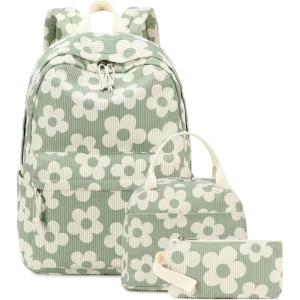 imageBluboon School Backpack Teens Girls Boys Kids School Book Bags with Lunch Box Pencil BagBeige Floral  Greengray Base
