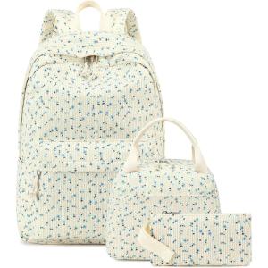 imageBluboon School Backpack Teens Girls Boys Kids School Book Bags with Lunch Box Pencil BagBlue Flower 221