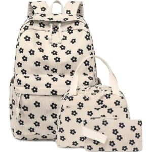 imageBluboon School Backpack Teens Girls Boys Kids School Book Bags with Lunch Box Pencil BagCorduroy Floral
