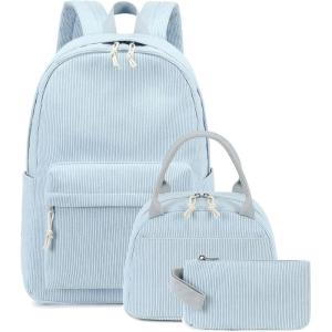 imageBluboon School Backpack Teens Girls Boys Kids School Book Bags with Lunch Box Pencil BagCorduroy Jansport Blue