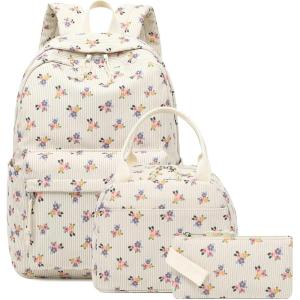 imageBluboon School Backpack Teens Girls Boys Kids School Book Bags with Lunch Box Pencil BagYellow Purple Flower