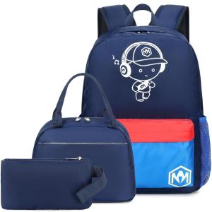 imageBluboon School Backpack for Boys Teens Bookbag Travel Daypack Kids Girls Lunch Bag Pencil CaseNavy and Blue