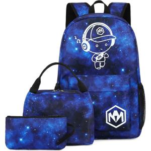 imageBluboon School Backpack for Boys Teens Bookbag Travel Daypack Kids Girls Lunch Bag Pencil CaseStarry skyblue