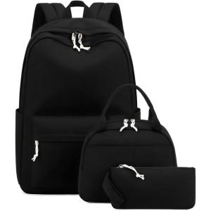 imageBluboon Teens Backpack Set Girls School Backpack Lunch Box Pencil Bags Student Bookbags 3 in 1Black