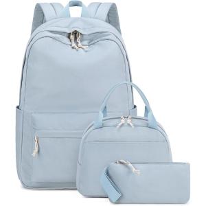 imageBluboon Teens Backpack Set Girls School Backpack Lunch Box Pencil Bags Student Bookbags 3 in 1Grey3 Sets