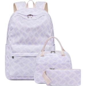 imageBluboon Teens Backpack Set Girls School Backpack Lunch Box Pencil Bags Student Bookbags 3 in 1Purple3 Sets