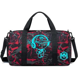 imageKids Duffle Bag for Boys Water Resistant Small Gym Bag Overnight Weekender Travel Tote with Shoe Compartment and Wet PocketLuminous Red