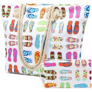 imageLarge Beach Tote Bag Swim Bag Pool Bags with Zipper Shoulder Bag for Gym Beach Travel Daily Bags with Small Purse