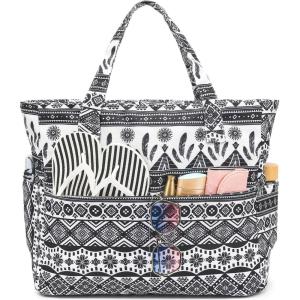 imageWaterproof Beach Tote Pool Bags for Women Ladies Extra Large Gym Tote Carry On Bag With Wet Compartment for Weekender TravelBoho