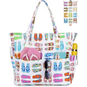 imageWaterproof Beach Tote Pool Bags for Women Ladies Extra Large Gym Tote Carry On Bag With Wet Compartment for Weekender TravelSlipperbagtowl