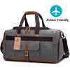 imageBLUBOON Weekender Overnight Duffel Bag with Shoes Compartment for Women Men Canvas Weekend Travel Tote Carry On Bag Gray
