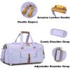 imageBLUBOON Weekender Overnight Duffel Bag with Shoes Compartment for Women Men Canvas Weekend Travel Tote Carry On Bag Purple