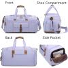 imageBLUBOON Weekender Overnight Duffel Bag with Shoes Compartment for Women Men Canvas Weekend Travel Tote Carry On Bag Purple