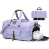 imageBLUBOON Weekender Overnight Duffel Bag with Shoes Compartment for Women Men Canvas Weekend Travel Tote Carry On Bag Purple