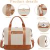 imageBluboon Travel Tote Bags with Zipper Ladies Canvas Bag Weekender Overnight Bag for Women Carry on Duffel Bag Trolley SleeveBeige Checked Coir 2 Set