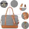 imageBluboon Travel Tote Bags with Zipper Ladies Canvas Bag Weekender Overnight Bag for Women Carry on Duffel Bag Trolley SleeveBlackstripe