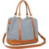 imageBluboon Travel Tote Bags with Zipper Ladies Canvas Bag Weekender Overnight Bag for Women Carry on Duffel Bag Trolley SleeveBlue Strip 1