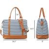 imageBluboon Travel Tote Bags with Zipper Ladies Canvas Bag Weekender Overnight Bag for Women Carry on Duffel Bag Trolley SleeveBlue Strip 1