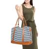 imageBluboon Travel Tote Bags with Zipper Ladies Canvas Bag Weekender Overnight Bag for Women Carry on Duffel Bag Trolley SleeveBlue Strip 1