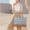 imageBluboon Travel Tote Bags with Zipper Ladies Canvas Bag Weekender Overnight Bag for Women Carry on Duffel Bag Trolley SleeveBlue Strip 1