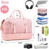 imageBluboon Weekender Overnight Bags for Women Men Oversized Travel Duffel Bag Carry On Tote Bag with Shoe CompartmentPink