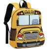 imageKids Backpack for Boys Girls Preschool Bookbags 3D Cartoon Daycare Toddler Bags Medium YellowYellow Bus