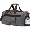 imageBLUBOON Weekender Overnight Duffel Bag with Shoes Compartment for Women Men Canvas Weekend Travel Tote Carry On Bag Gray