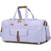 imageBLUBOON Weekender Overnight Duffel Bag with Shoes Compartment for Women Men Canvas Weekend Travel Tote Carry On Bag Purple