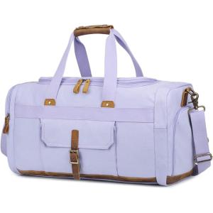 imageBLUBOON Weekender Overnight Duffel Bag with Shoes Compartment for Women Men Canvas Weekend Travel Tote Carry On Bag Purple