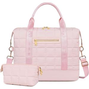 imageBluboon Travel Tote Bags with Zipper Ladies Canvas Bag Weekender Overnight Bag for Women Carry on Duffel Bag Trolley Sleeve2pink