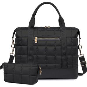 imageBluboon Travel Tote Bags with Zipper Ladies Canvas Bag Weekender Overnight Bag for Women Carry on Duffel Bag Trolley SleeveBlu black 2