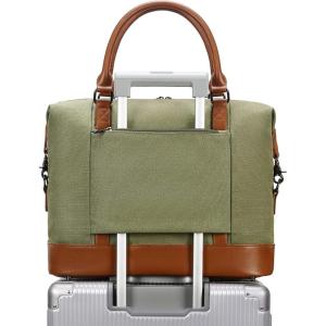 imageBluboon Travel Tote Bags with Zipper Ladies Canvas Bag Weekender Overnight Bag for Women Carry on Duffel Bag Trolley SleeveDark Green