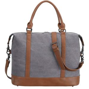 imageBluboon Travel Tote Bags with Zipper Ladies Canvas Bag Weekender Overnight Bag for Women Carry on Duffel Bag Trolley SleeveGrey