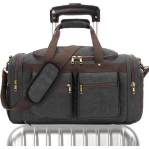 imageWeekender Overnight Duffel Bag Shoe Pocket for Women Men Weekend Travel Tote Carry On Bag Black