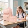 imageBluboon Backpack for Girls Kids Preschool Backpack with Lunch Box Kindergarten Bookbag Toddler School Bags SetBeige Flower Pink