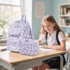 imageBluboon Backpack for Girls Kids Preschool Backpack with Lunch Box Kindergarten Bookbag Toddler School Bags SetBeige Flower Purple