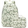 imageBluboon Backpack for Girls Kids Preschool Backpack with Lunch Box Kindergarten Bookbag Toddler School Bags SetGrayish Greenlarge Floral