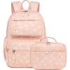 imageBluboon Backpack for Girls Kids Preschool Backpack with Lunch Box Kindergarten Bookbag Toddler School Bags SetBeige Flower Pink