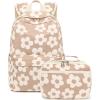 imageBluboon Backpack for Girls Kids Preschool Backpack with Lunch Box Kindergarten Bookbag Toddler School Bags SetBrownlarge Florar