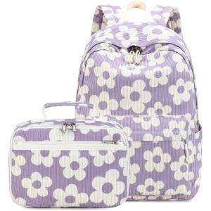 imageBluboon Backpack for Girls Kids Preschool Backpack with Lunch Box Kindergarten Bookbag Toddler School Bags SetPurplelarge Florar