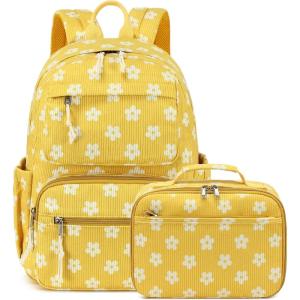 imageBluboon Backpack for Girls Kids Preschool Backpack with Lunch Box Kindergarten Bookbag Toddler School Bags SetYellow Floral 95
