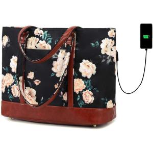 imageBluboon Laptop Tote Bag Womens Waterproof Work Bag Teacher Bag with 156 USB Charging Laptop for Women with Purse Computer Bag