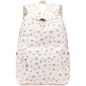 imageSchool Backpack for Teen Girls Women Laptop Backpack College Bookbags Middle School Travel Work Commuter Back PackPinkBeige Bow Tie